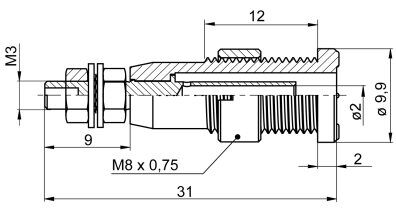 Connector: 2mm banana; socket; 10A; 1kV; 31mm; brown; M3,screw