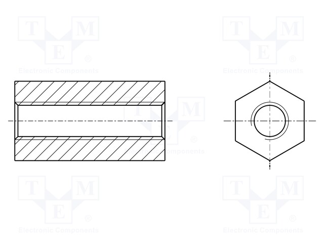 Screwed spacer sleeve; hexagonal; polyamide; M3; L: 20mm; natural