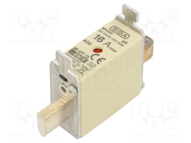Fuse: fuse; 16A; 690VAC; gG; ceramic,industrial; NH000