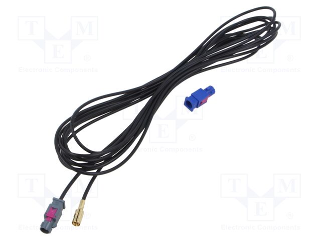 Cable; Fakra plug,SMB plug; black; straight; 5m