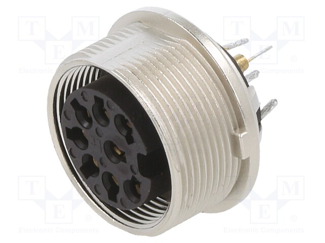 Connector: M16; female; IP40; socket; THT; 60V; PIN: 8; 5A