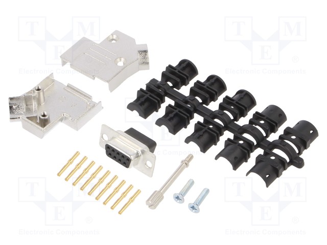 D-Sub; PIN: 9; plug; female; crimped; for cable; black