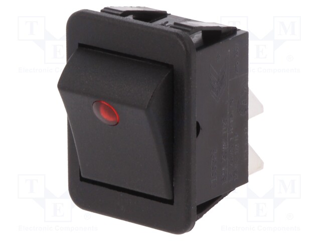 ROCKER; DPST; Pos: 2; OFF-ON; 16A/250VAC; black; Body: black