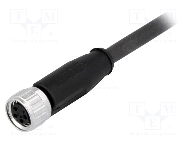 Connector: M8; female; PIN: 4; straight; with lead; plug; 0.5m; TPU