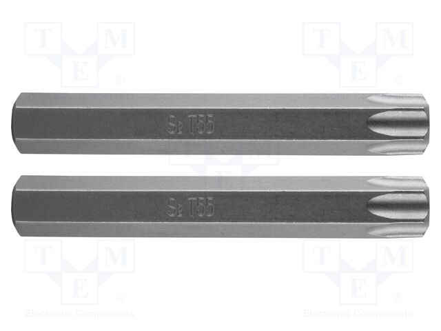 Screwdriver bit; Torx®; TX55; Overall len: 75mm; Mounting: 3/8"
