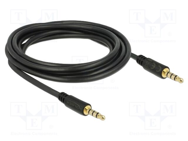 Cable; Jack 3,5mm 4pin plug,both sides; 3m; Plating: gold-plated