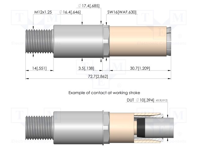 Test needle; Spring compression: 4mm; 5.5mm; 200A; CuBe; Ø: 15mm