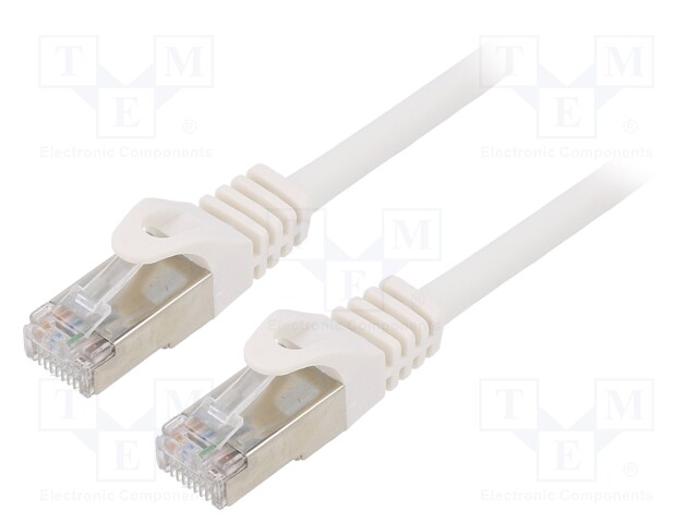Patch cord; F/UTP; 6; stranded; CCA; PVC; white; Len: 5m; RJ45 plug