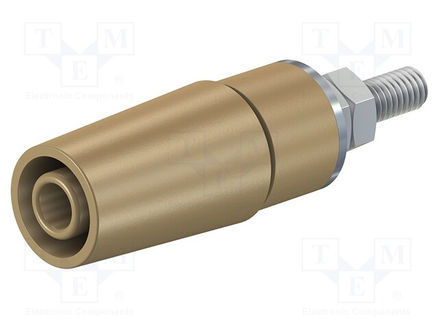Socket; 4mm banana; 32A; 1kV; brown; nickel plated; insulated
