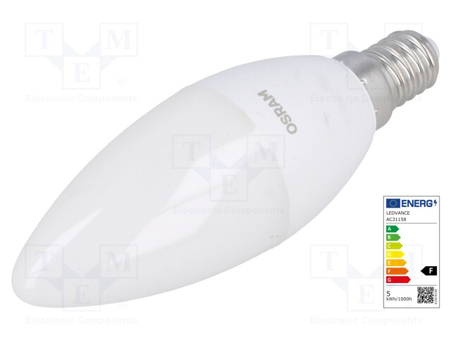 LED lamp; warm white; E14; 230VAC; 470lm; 5.7W; 2700(typ)K