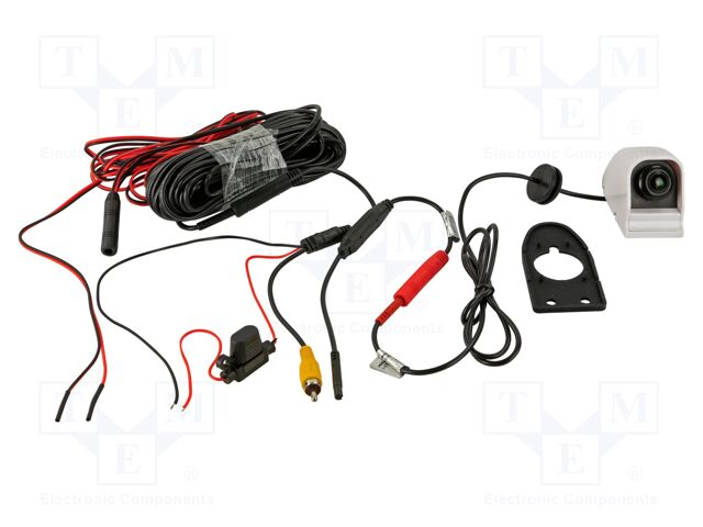 Rear view camera; 150°; white; 12VDC,24VDC; Kit: camera; screw