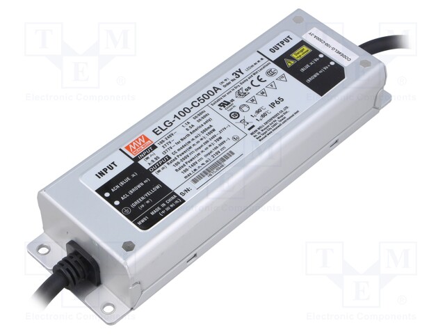Power supply: switched-mode; LED; 100W; 100÷200VDC; 250÷500mA