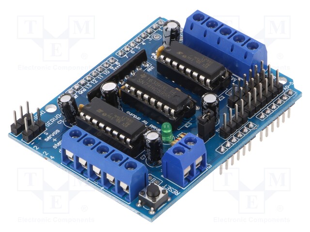 DC-motor driver; L293D; PWM,analog; Icont out per chan: 0.6A