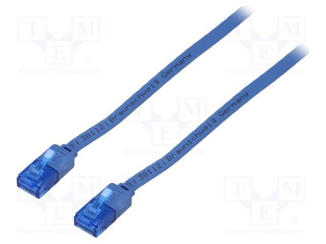 Patch cord; U/UTP; 6a; stranded; Cu; PVC; blue; Len: 3m; 32AWG