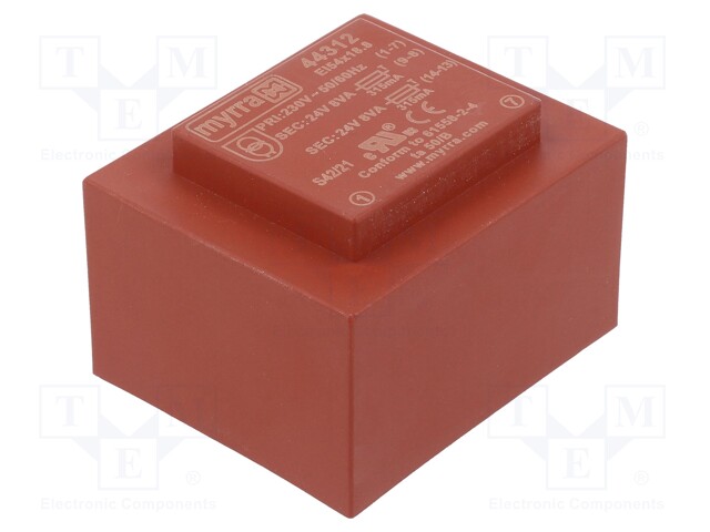 Transformer: encapsulated; 16VA; 230VAC; 24V; 24V; 333mA; 333mA