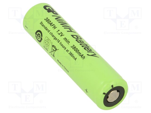 Re-battery: Ni-MH; 7/5A; 1.2V; 3800mAh; Ø17.5x67mm; 380mA
