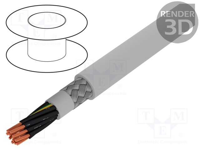 Wire; Pro-Met; 12G0,75mm2; tinned copper braid; PVC; grey; 50m