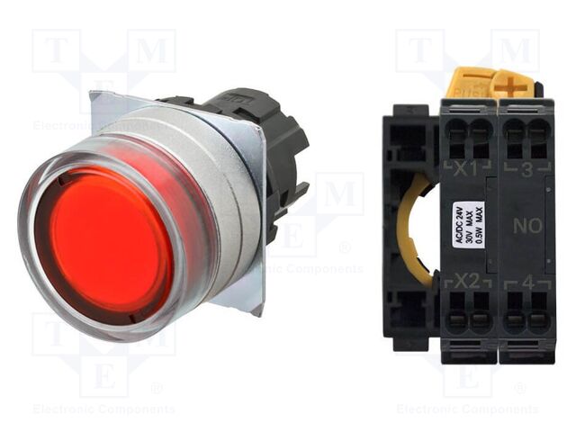 Switch: push-button; 22mm; Stabl.pos: 1; flat; Pos: 2