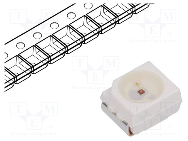 LED; SMD; 3528,PLCC2; red; 285÷350mcd; 3.5x2.8x1.9mm; 120°; 20mA