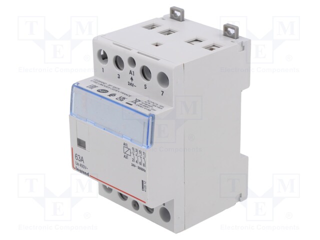 Contactor: 4-pole installation; NO x4; 24VAC; 63A; DIN; SM300