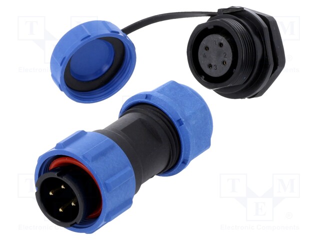 Connector: circular; male + female; PIN: 4; 3A; IP67; 500V