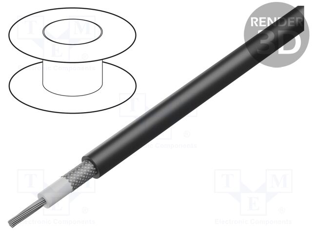 Wire: coaxial; RG179; 1x30AWG; stranded; SCCS; PVC; black; 100m