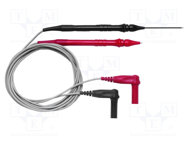 Set of test leads; Urated: 600V; Inom: 3A; Len: 1.219m; black,red
