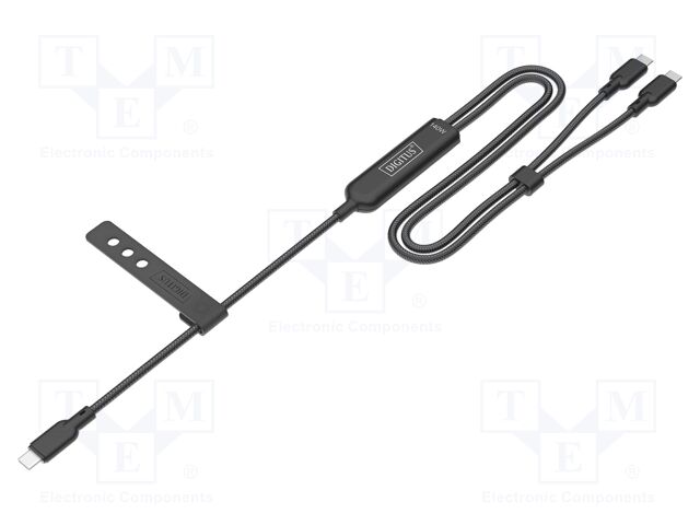 Cable; USB 2.0; USB C plug x3; nickel plated; 1.8m; black; 30AWG