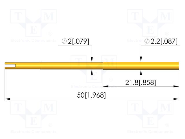 Test probe socket; gold-plated; KS-VF100; 50mm; test needles