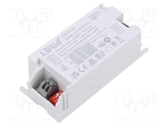 Power supply: switching; LED; 14W; 25÷42VDC; 100÷400mA; 220÷240VAC