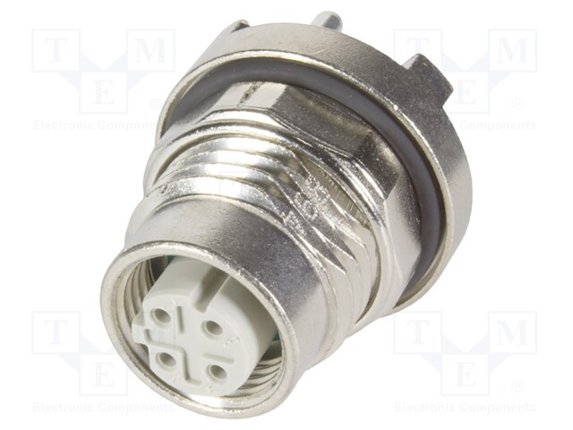 M12 panel feedtrough/PCB straight D-cod.