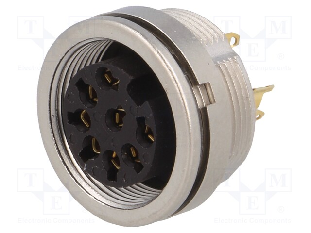 Connector: M16; female; IP68; socket; soldering; 60V; PIN: 8; 5A