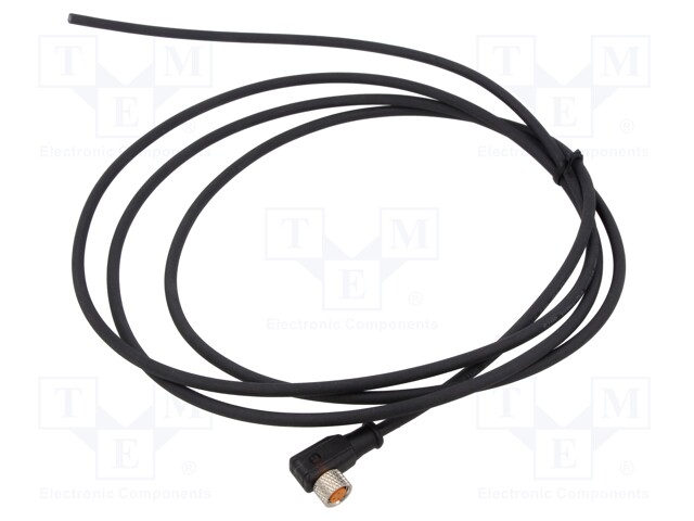 Connection lead; M8; PIN: 3; angled; 2m; plug; 4A; LED; -25÷80°C; IP67
