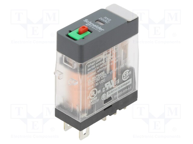 Power Relay, SPDT, 24 VAC, 10 A, Zelio RXG Series, Socket