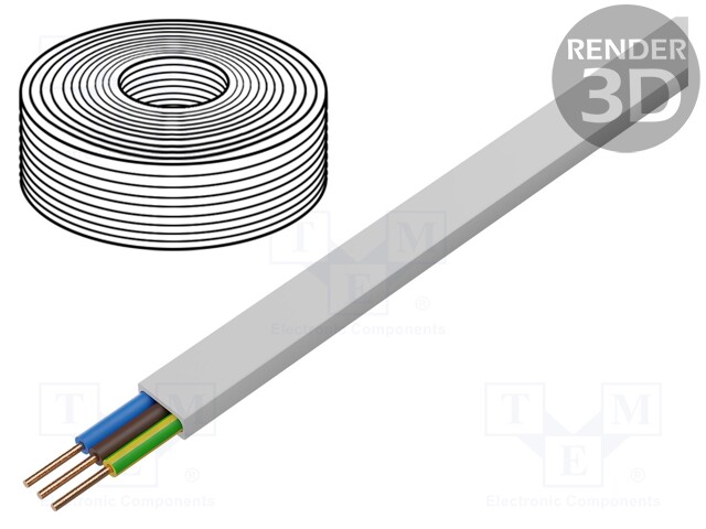 Wire; BiTinstal H(p); flat; solid; Cu; 10x0,34mm2,3G1,5mm2; LSZH