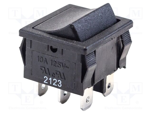 ROCKER; DPDT; Pos: 2; ON-ON; 6A/250VAC; black; Rcont max: 35mΩ; RA4