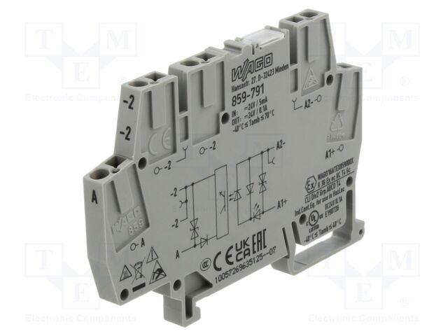 Relay: solid state; 100mA; for DIN rail mounting; 91x6x51mm