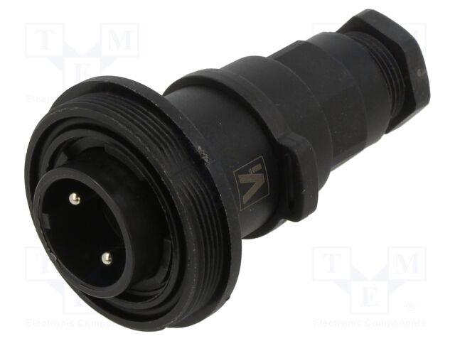 Connector: circular; plug; male; PIN: 2; 12A; 277V; IP68,IP69K; 6÷8mm