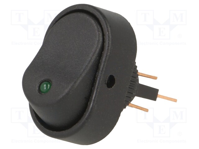 ROCKER; SPST; Pos: 2; OFF-ON; 30A/12VDC; green; LED; Rcont max: 50mΩ