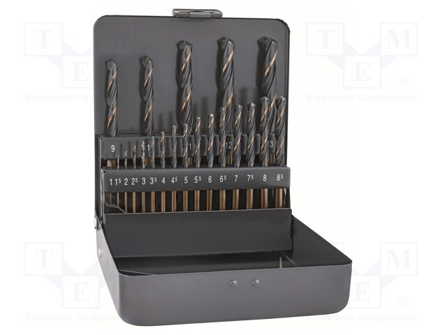 Drill set; for metal; high speed steel stal szybkotnąca HSS