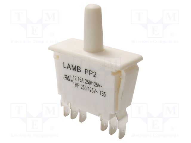 Switch: push-button; Pos: 2; DPDT; 12A/250VAC; white; Illumin: none