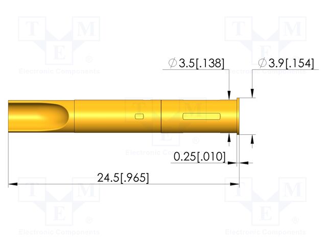 Test probe socket; gold-plated; KS-103; Flange height: 0.25mm