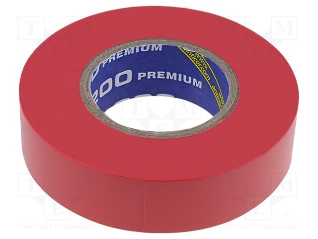 Tape: electrical insulating; W: 19mm; L: 18m; D: 0.18mm; red; 260%