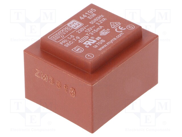 Transformer: encapsulated; 3.2VA; 230VAC; 12V; 267mA; Mounting: PCB