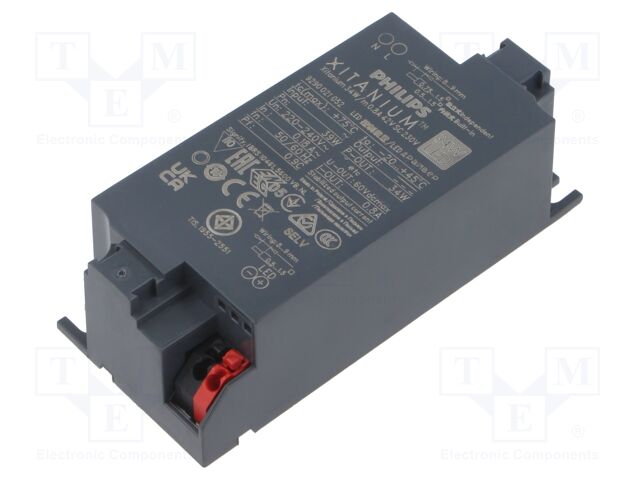 Power supply: switched-mode; LED; 34W; 30÷42VDC; 800mA; 220÷240VAC