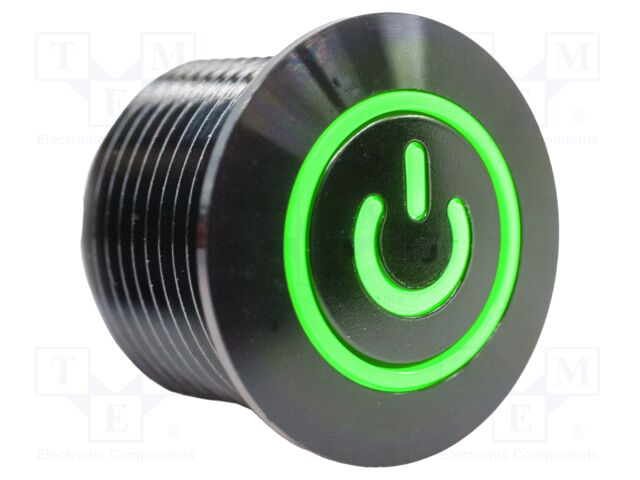 Switch: vandal resistant; SPST-NO; 2A/36VDC; IP67; OFF-(ON); green