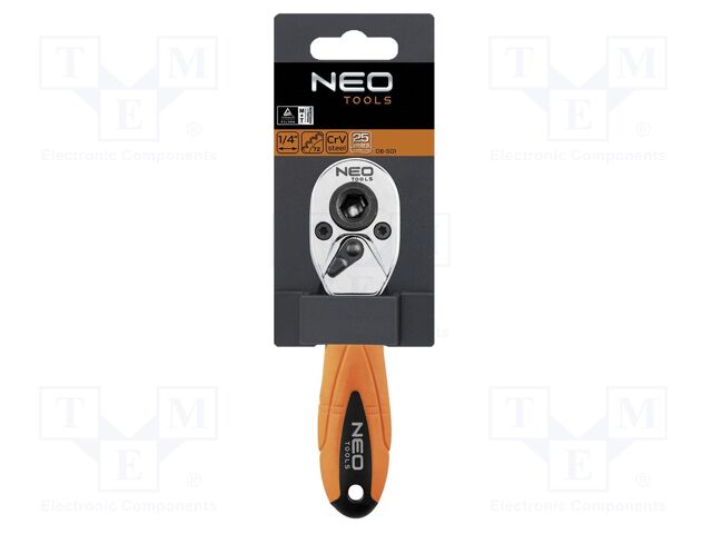 Rattle; 1/4"; with switch; 105mm; screwdriver bits; Teeth: 72
