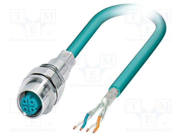 Connector: M12; socket; PIN: 4; female; 48V; straight; cables; D code
