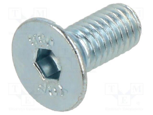 Screw; M5x12; Head: countersunk; hex key; HEX 3mm; steel; zinc