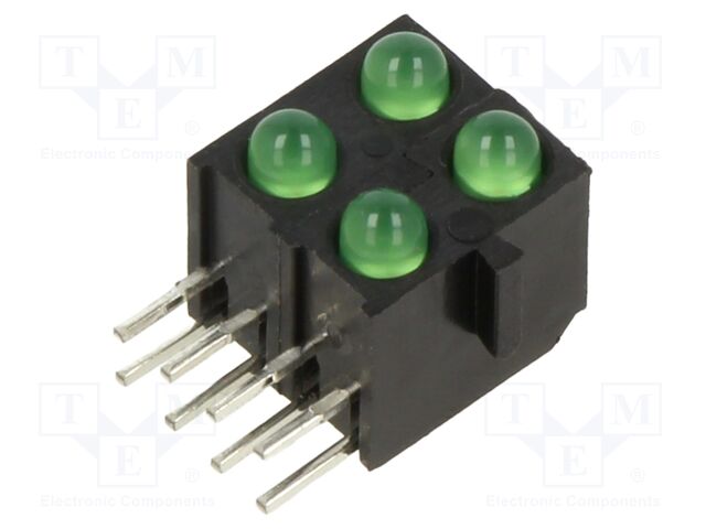 LED; in housing; 3mm; No.of diodes: 8; green; 2mA; Lens: diffused